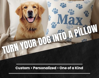 Custom Dog Pillow | Turn Your Pet Photo Into A Pillow | Personalized Gift for Dog Lovers