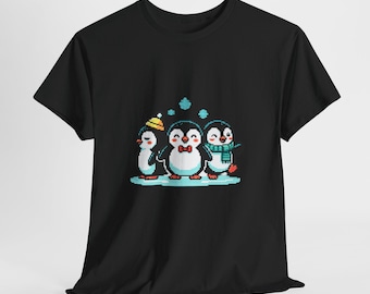Three Penguin Friends Tee | Cute Winter Characters, Holiday Penguin Trio