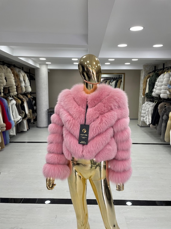 Handmade Pink Fox Fur Coat: Women's Luxury Outerwear