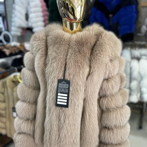 Light brown Fox Fur Jacket - Real fox fur Long Coat for Women - Handmade Elegant Winter Outerwear - Natural Warm Fur Jacket - best gift