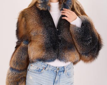 フルスキンブルーフォックスファージャケット/コート、ファー