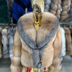 Real Fox Fur Jacket – Women’s Luxury Short Fur Coat – Natural fox Fur Outerwear – Elegant Warm Winter Jacket – stylish winter warm outwear