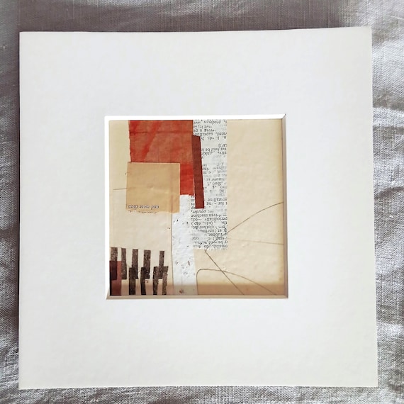 Artist Original Vintage Book Paper Collage, Small Wall Art, Unique  Abstract Home Decor
