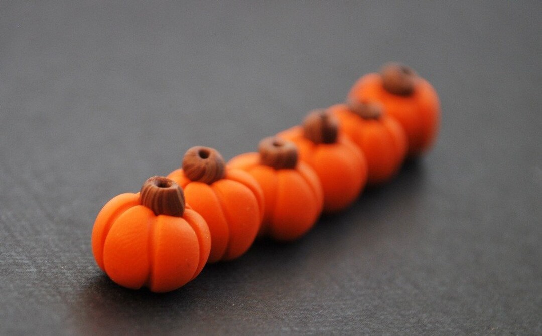 6 Polymer Clay Pumpkin Beads - Etsy