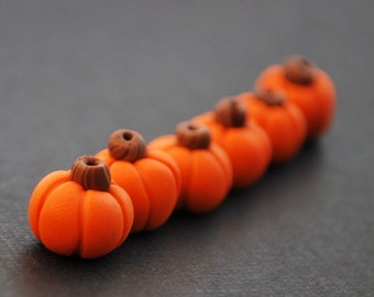 6 Polymer Clay Pumpkin Beads