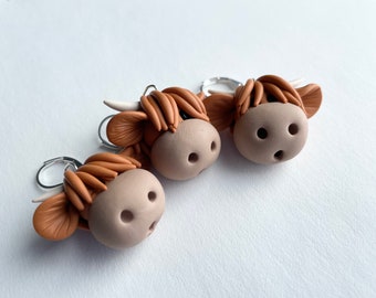 3 Highland Cow Latch-back Stitch Markers