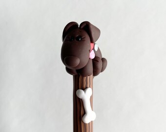 Chocolate Lab Dog on a Stick Ballpoint Pen