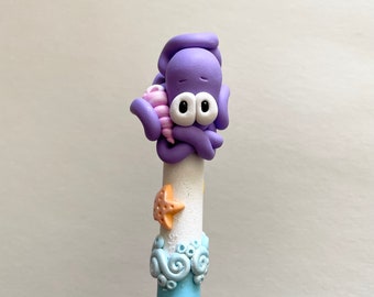 Purple Octopus Polymer Clay Ballpoint Pen