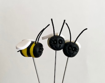 3 Polymer Clay Decorative Bee Pins