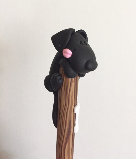 Polymer Clay Black Lab Pooch on a Stick Ball Point Pen Etsy