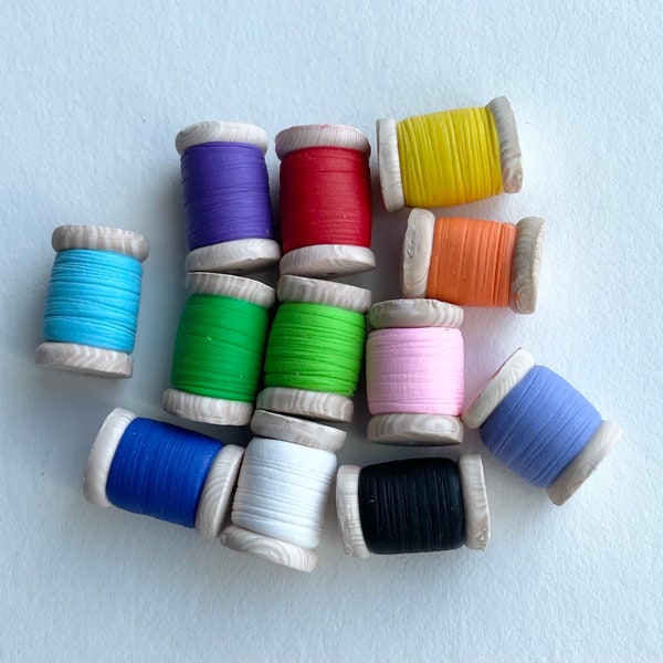 12 Polymer Clay Spool Beads