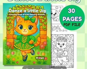Irish Dancing Animals Coloring Book, St. Patrick's Day (Digital Download, PDF)