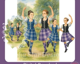 Scottish Highland Dance Watercolor Art: PNGs (Digital Download)