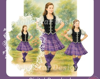 Scottish Highland Dance Watercolour Art: PNGs for Projects (Digital Download)