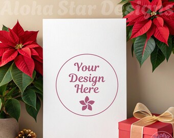 Poinsettia Christmas Card Mockup Set: 10 Festive Holiday Designs