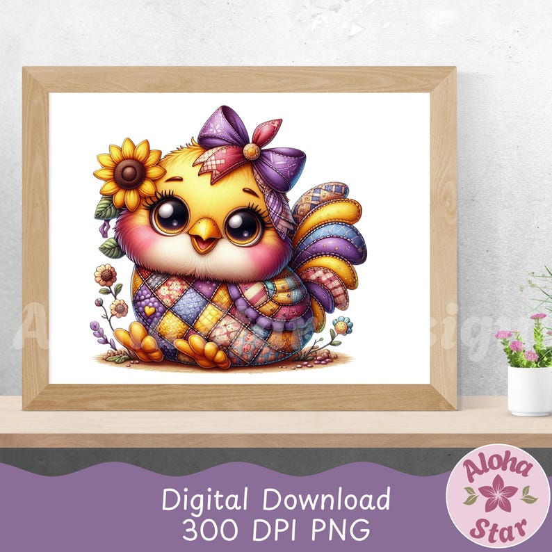 Patchwork Chickens Clipart Set, 5 Sunflower, Ribbon, Embellishments ...