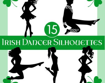 Irish Dance Silhouette PNG: 15 Male & Female Figures (Digital Download)