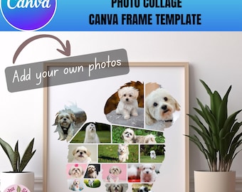 Modello per collage fotografico di Shih-Tsu maltese: personalizza il regalo commemorativo per animali domestici (Canva, download digitale)