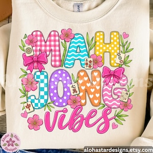 Mahjong Vibes – Colorful Coquette Mahjong PNG & JPG Digital Download