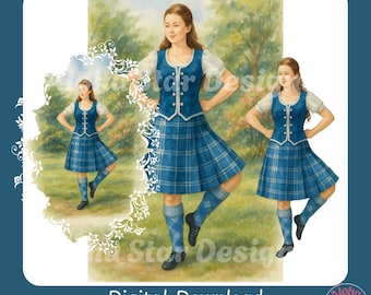 Scottish Highland Dance Watercolour Art: PNGs for Projects (Digital Download)