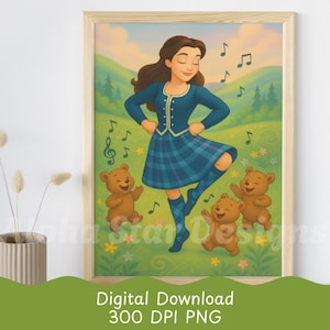 Scottish Highland Dance Digital Cartoon, Traditional Scottish Dancer Illustration for Highland Dance Teacher Gift, Highland Dance Mother