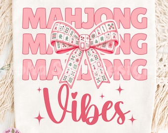Mahjong Vibes – Pink Mahjong Bow PNG & JPG Digital Download