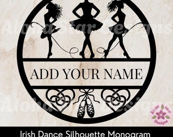 Irish Dance Silhouette Monogram – PNG & SVG Digital Download