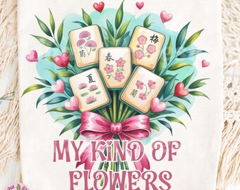 Mahjong Tile Flower Bouquet Design Bundle: My Kind of Flowers (Digital Download, PNG)