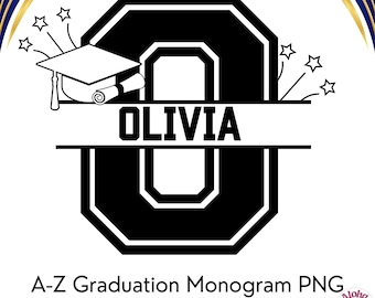 Graduation Monogram Clipart: Varsity Letter PNG Design (Digital Download)