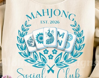 Mahjong Social Club Teal Design – Space to Personalize Year (Digital)