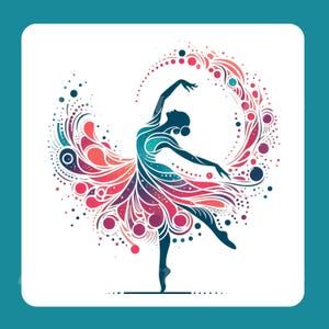 Digitale download ballerinakunst, kleurrijke abstracte dans muur decor, levendige ballet minnaar cadeau afdrukbare poster
