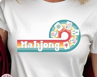 Retro Mahjong Tiles Design: Vintage Style PNG JPG (Digital Download)