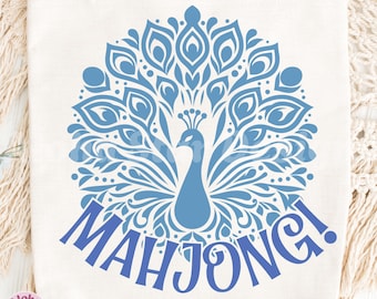 Mahjong Peacock Design: Elegant PNG Clipart (Digital Download)