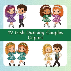 Irländsk dans Clipart Set: St. Patrick's Day PNG-grafik (digital nedladdning)