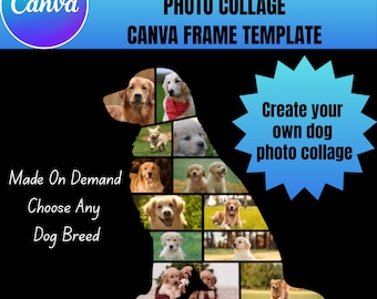 Modello Canva per collage fotografico personalizzato di razze di cani: ricordo personalizzato per animali domestici (download digitale)