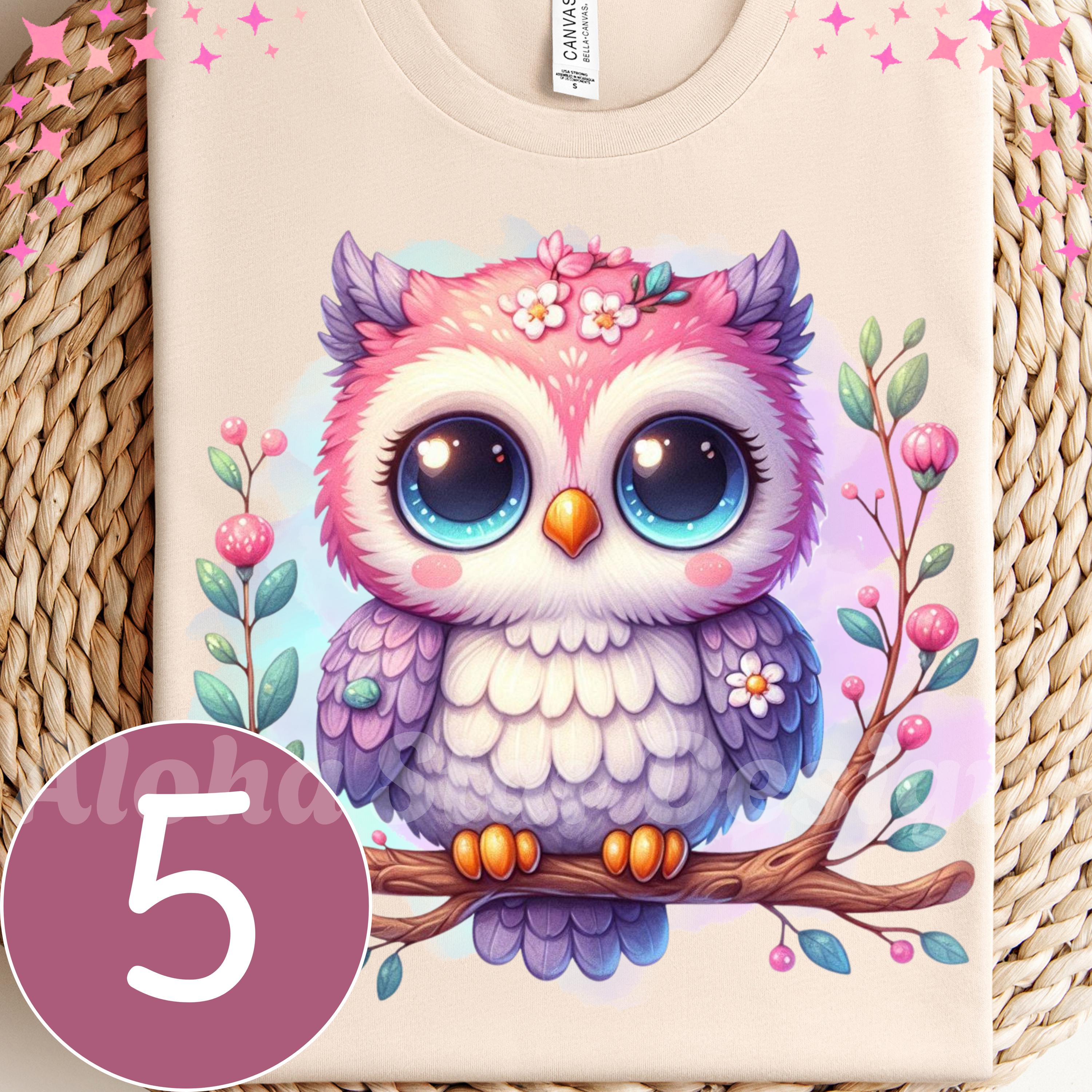 Watercolor Owl Clipart PNG Bundle: Kawaii Scrapbooking Graphics (Digital Download)
