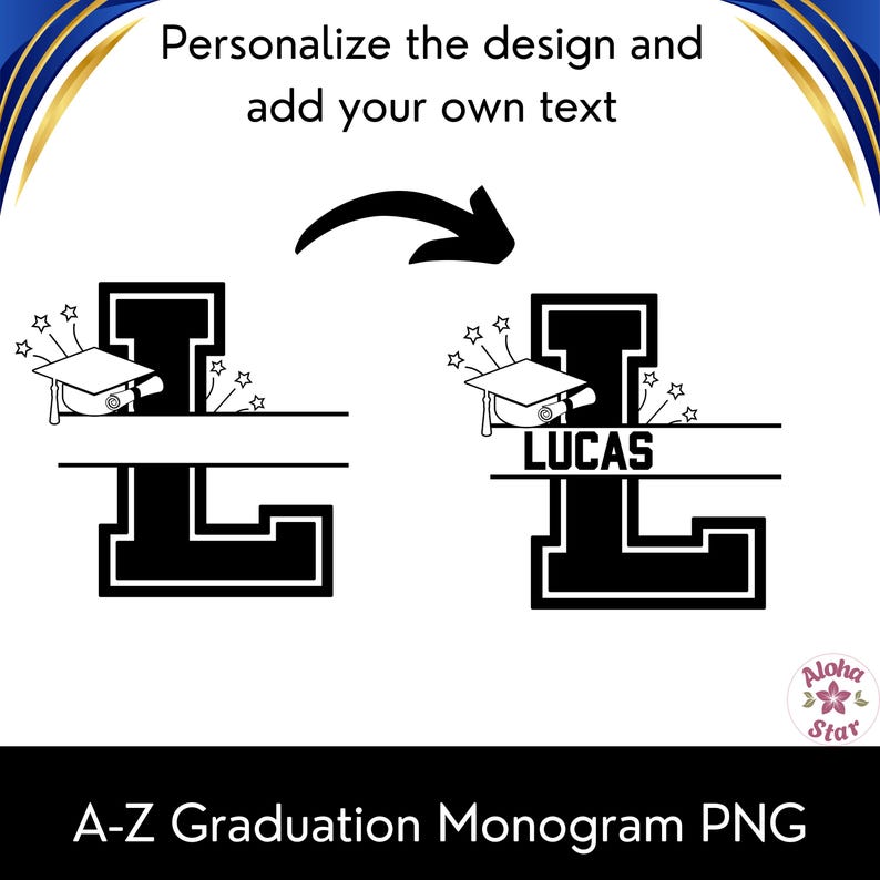 Graduation Monogram Clipart: Varsity Letter PNG Design (digital ...