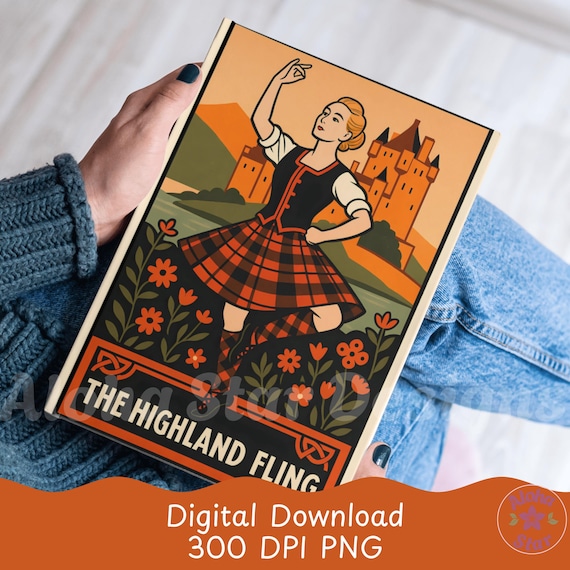 Highland Fling Poster: Scottish Dance Art (PNG Digital Download