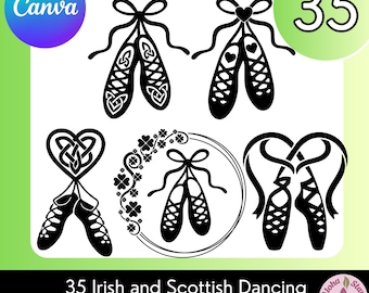 Celtic Ghillies Clipart Set: Irish & Scottish Dance Shoes (Digital Download, PNG, SVG, JPG)