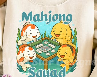 Mahjong Koi Design Set: Kawaii style, Mahjong Squad (Digital Download, PNG, JPG)