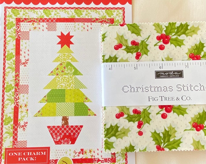 Oh Christmas Tree Quilt Kit With Christmas Stitched Fabric by Fig Tree