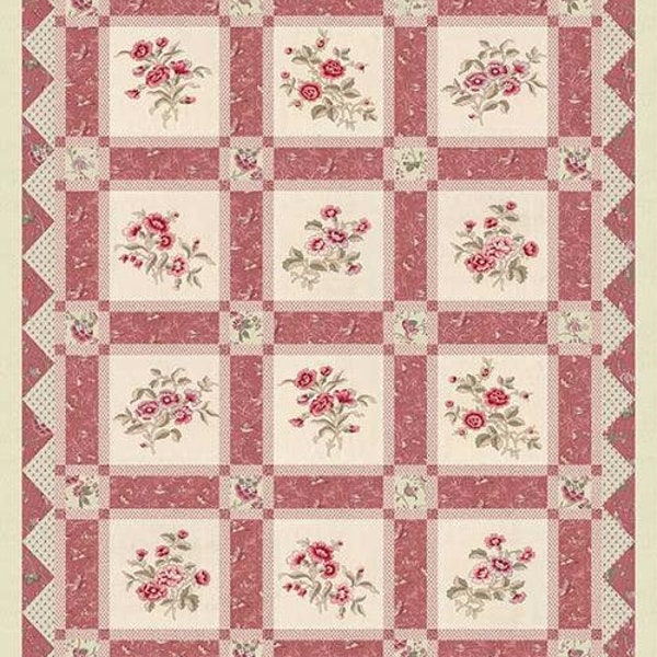 The Queen’s Grove Quilt Kit with Antoinette by French General from Moda Cream Version