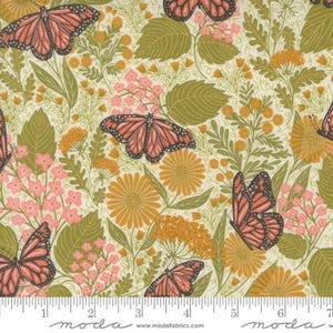 Bee Garden Metallic Quilting Fabric by Gingiber from Moda 48412 11M Porcelain