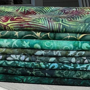 Batik Fat Quarter Fabric Bundle - Jade