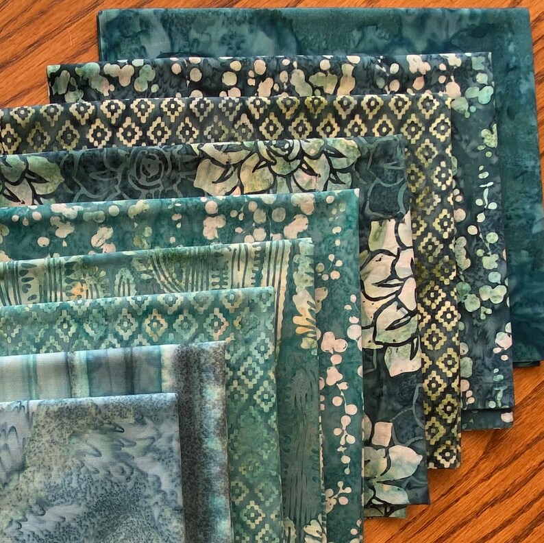 Batik fabric bundle with Hoffman Batiks Teal Etsy