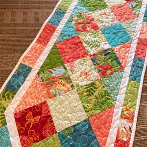 Handmade Quilted Charming Table Runner with Carolina Lily Fabric