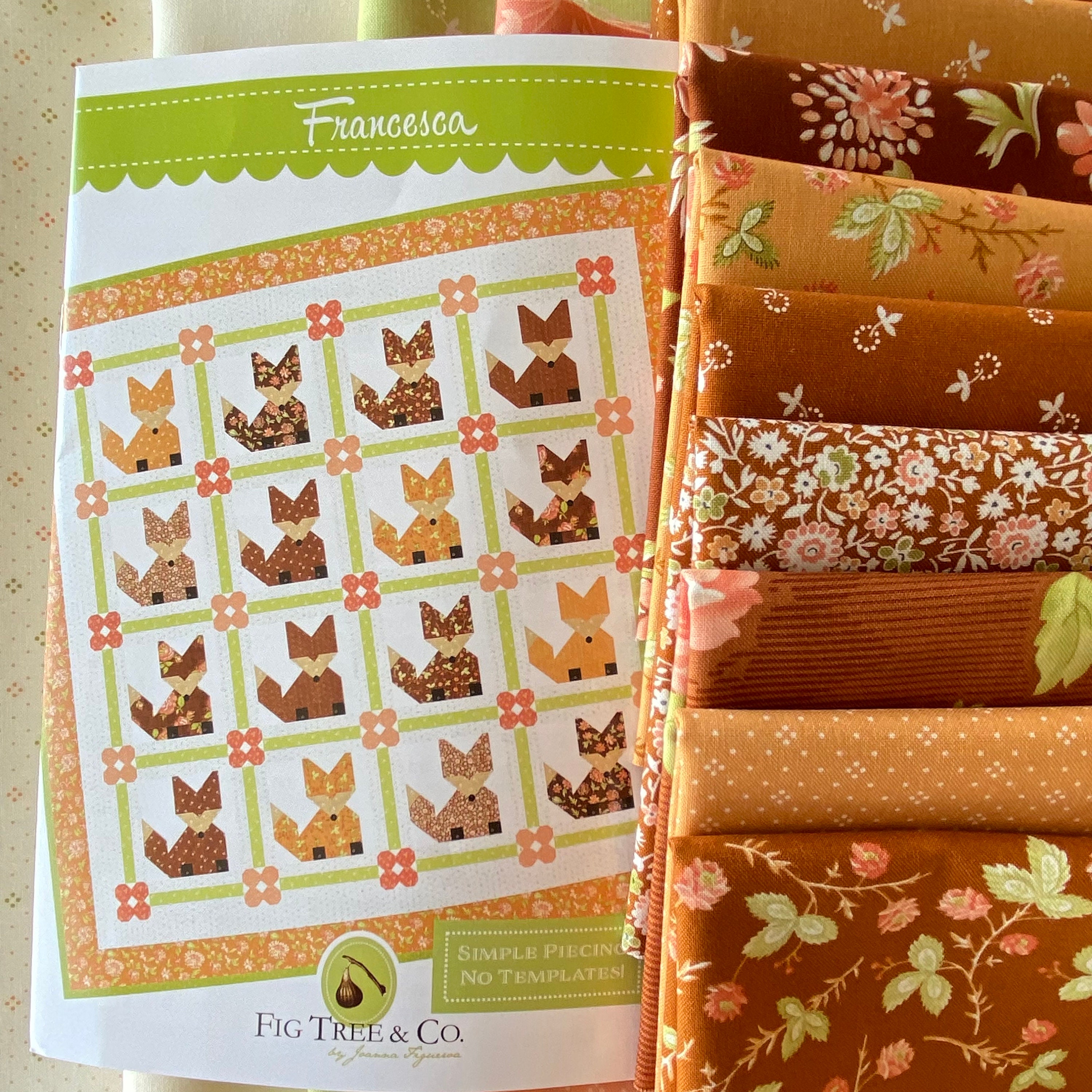 Francesca Quilt Kit with Cinnamon & Cream fabric by Fig Tree