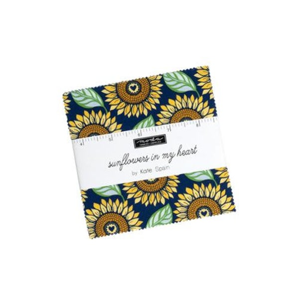 Sunflowers in my Heart Charm Pack - Moda Quilting Fabric by Kate Spain