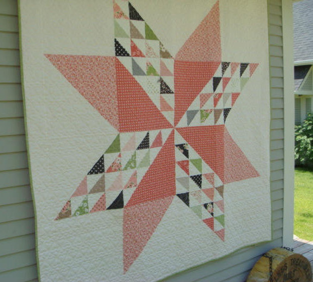 Handmade Star Quilt Sugar Cookie Quilt in Lella Boutique Fabric Etsy