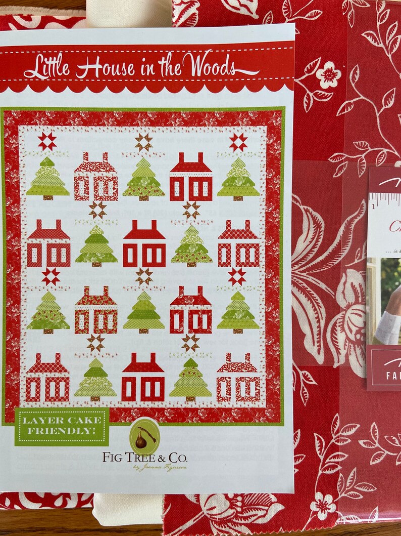 Little House in the Woods Quilt Kit with Christmas Figs fabric Etsy
